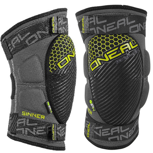 O'NEAL Sinner Knee Guard | ochraniacze rowerowe kolan | IPX ® | KEVLAR ® | ENDURO / MTB / E-BIKE | gray / neon