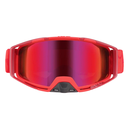 IXS Trigger RACING RED | bike goggles | 2 x LENS: Crimson MIRROR Lens / LT21% + CLEAR Lens / LT 89%