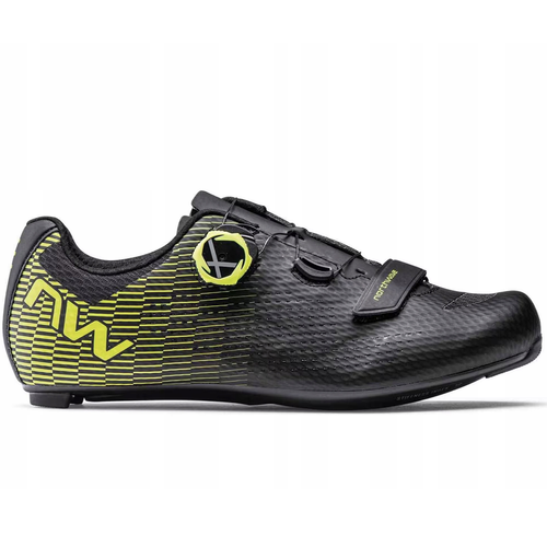 NORTHWAVE Storm 2 | buty rowerowe szosowe | 100% CARBON inserts | black / yellow fluo