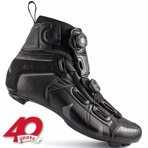 LAKE CX145 | wodoodporne jesienno-zimowe buty rowerowe szosowe | BOA ® | black / black