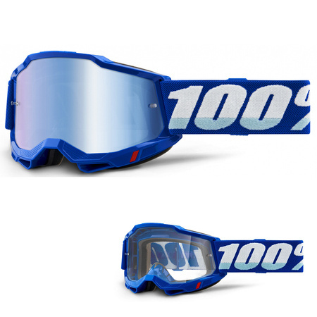 100% The Accuri 2 Goggles BLUE | bike MTB / ENDURO / MX | MIRROR BLUE + CLEAR lens