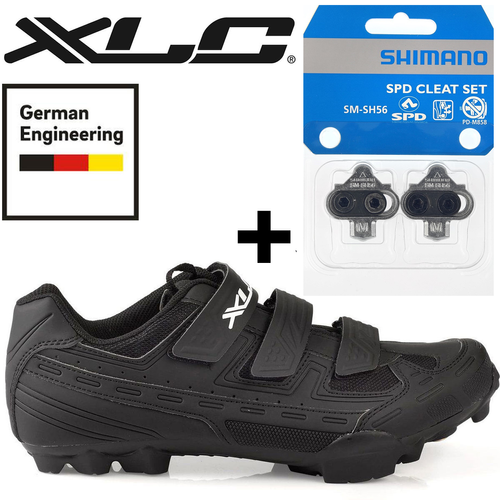 XLC Tiger + SHIMANO SM-SH56 | bike shoes + cleats | SPD | MTB / GRAVEL / CROSS / SPINNING / INDOOR CYCLING | matt black