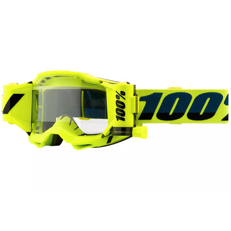 100% The Accuri 2 ForeCast Goggles Fluo YELLOW | motor bike MTB / ENDURO / MX | CLEAR lens